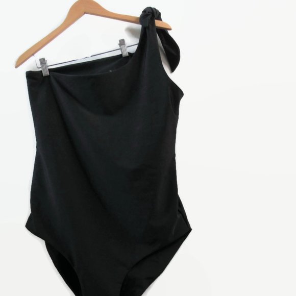 Saint Somebody Swim Now or Never One Shoulder Black Swimsuit Bathing Suit - Picture 10 of 11
